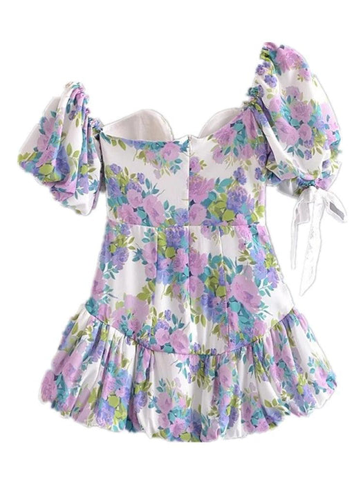 Chic Floral One-Shoulder Mini Dress with Vintage Appeal