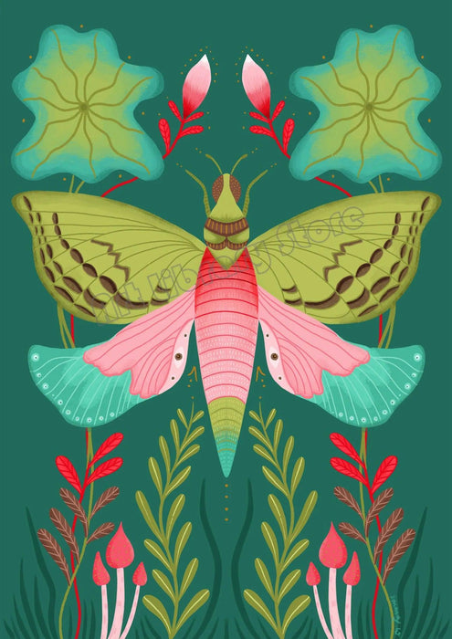 Enchanting Insect Canvas Art: Vibrant Moth and Golden Beetle Decor for a Playful Home