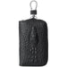 Luxury Cowhide Leather Zip Key Holder - Chic Organizer for Men and Women