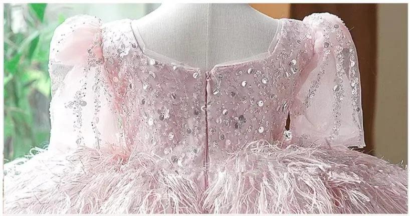 Sparkling Pink Princess Sequin Gown for Girls