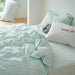 Mint Green Washed Cotton 4-Piece Bed Set with Duvet Cover - Stylish Bedding for Students and Dorms