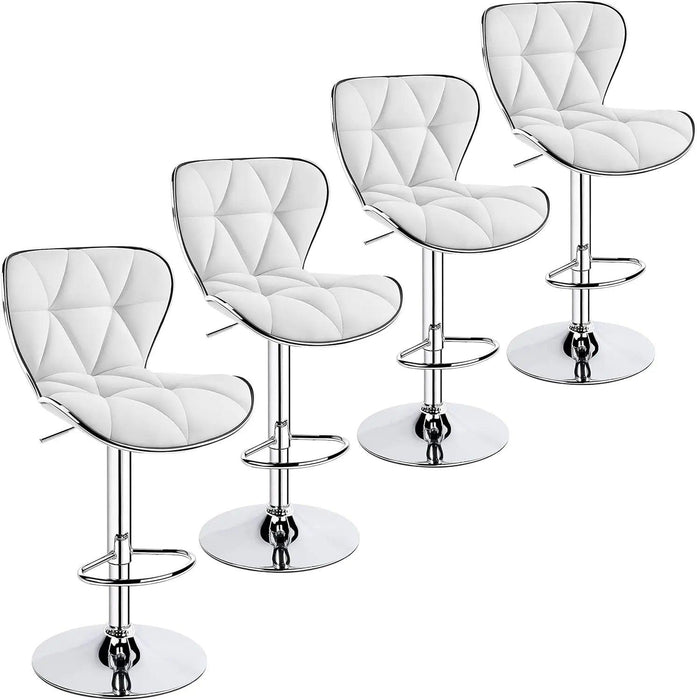 Set of 4 Retro Brown Adjustable Swivel Bar Stools with Shell Back