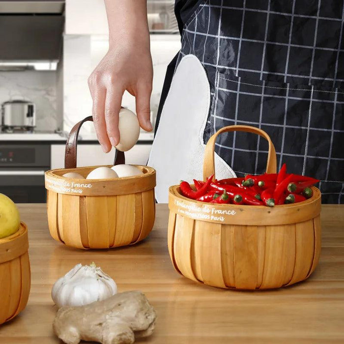 Charming Bamboo Wall-Mounted Basket for Scallions, Ginger, and Garlic Storage