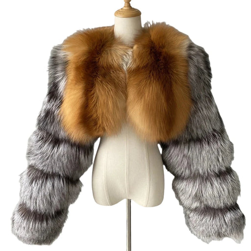 Women's Fox Fur Coat: 2022 Fashion Cropped Jacket