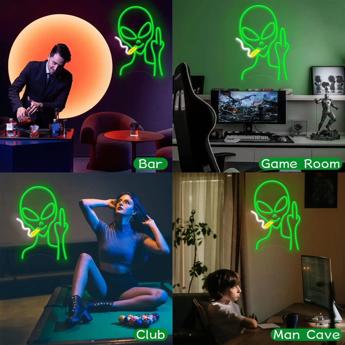 Alien Glow LED Neon Sign: Customizable Brightness for Trendy Home and Party Decor