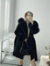 Elegant Women's Wool Blend Winter Coat with Fox Fur Trim and Cashmere Lining