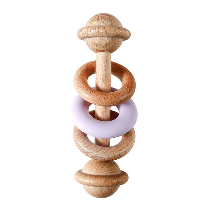 Eco-Friendly Handmade Crochet Baby Rattle with Wooden Teether