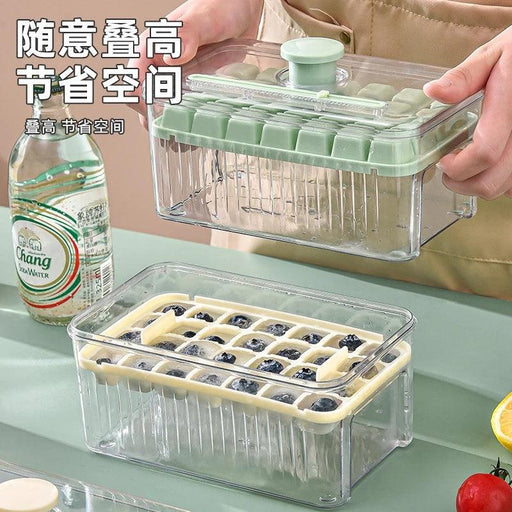 30-Grid Push-Button Ice Cube Tray - BPA-Free Lidded Mold for Quick Ice Release