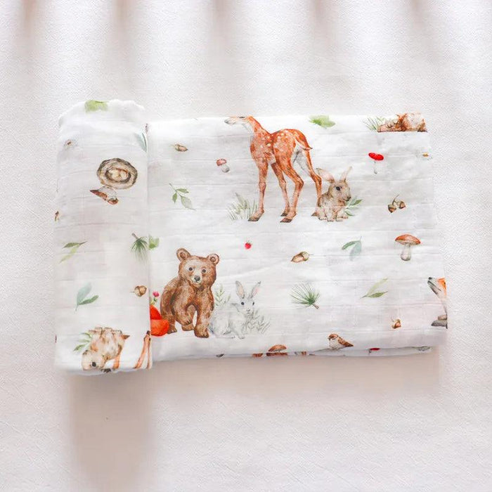 Bamboo Cotton Muslin Baby Swaddle Blanket - Adorable Animal Print for Cozy Comfort