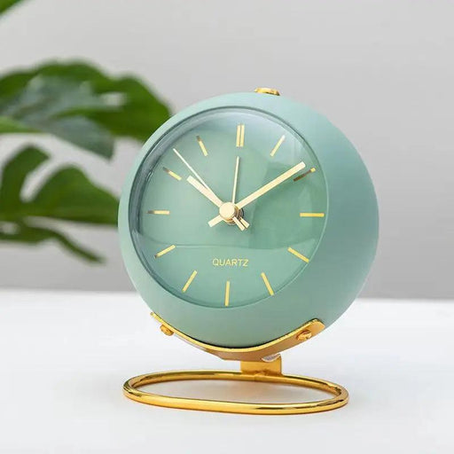 Modern Metal Frame Analog Alarm Clock with Soft Night Light – Chic Home Accent & Perfect Gift