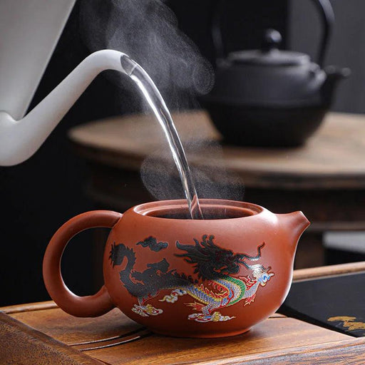 Enchanting Purple Clay Color-Changing Teapot and Cup Set for Kung Fu Tea Ceremony