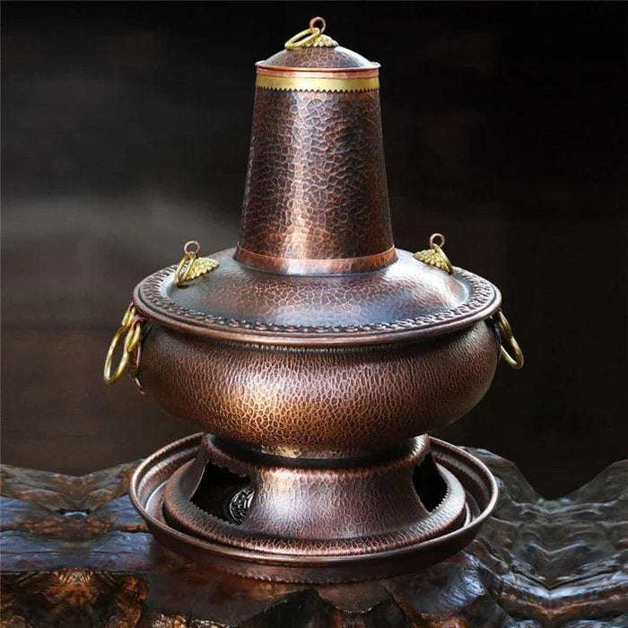 Vintage Handcrafted Copper Hot Pot with Charcoal Boiler - Commercial Quality