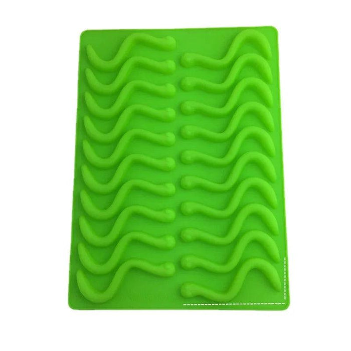 20-Cavity Silicone Gummy Worm Mold for Candy, Chocolate, and Ice – Versatile Cake Decorating Tool