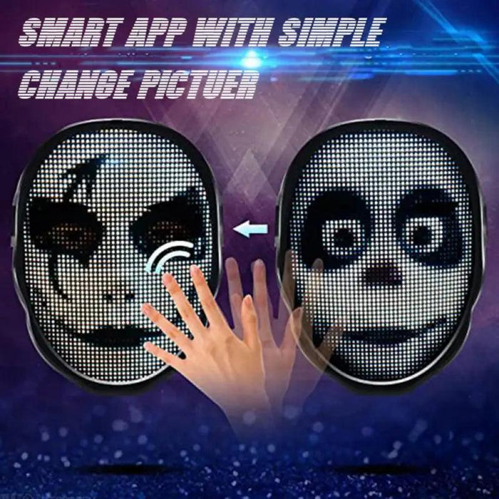 Customizable Bluetooth LED Face Masks - Vibrant Light-Up Accessories for Halloween and Party Fun