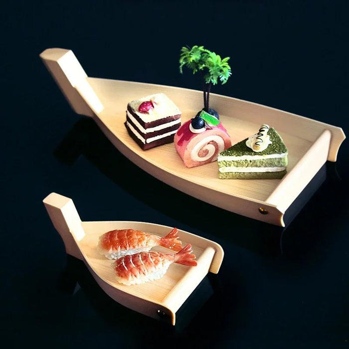 Chic Wooden Sushi Serving Tray - Artistic Dishware for Asian Culinary Experiences