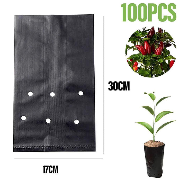 100 Eco-Friendly PE Planting Bags for Optimal Plant Growth - Ideal Nursery Solution for All Gardeners