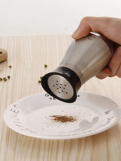 Elegant Stainless Steel Salt and Pepper Shaker Set with Seasoning Dispenser