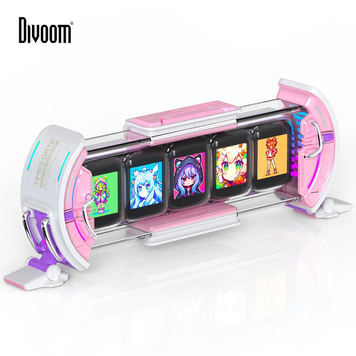 Pixel Paradise Divoom Times Gate Digital Clock for Gamers | Creative Display & Social Media Hub (Pink)