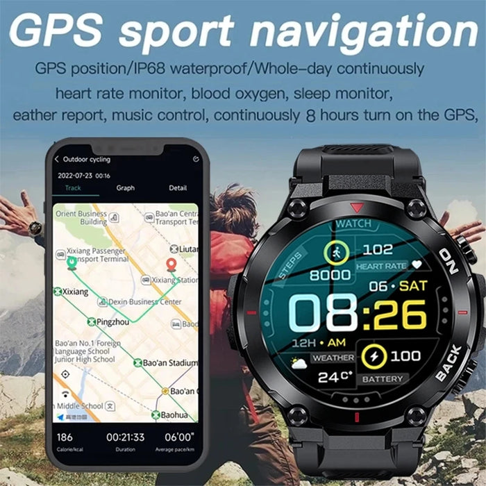 Premium GPS Fitness Smartwatch for Men with Monitoring and IP68 Waterproofing - Activity Tracker for Android and iOS