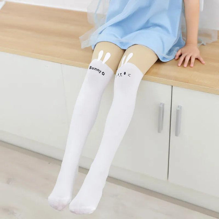 Adorable Kawaii Bear Print Tights for Kids - Cozy Pantyhose with Whimsical Knee Designs