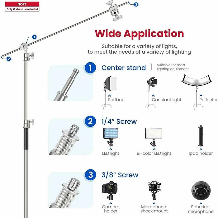 Selens Professional Adjustable C-Stand for Photographers and Videographers - Heavy Duty Aluminum Tripod Support