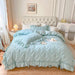 100% Cotton Ruffle Korean Princess Solid White Bedding Sets