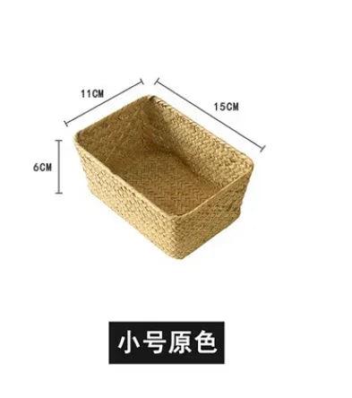 Natural Seagrass Woven Storage Container with Lid - Stylish Basket for Bath Essentials, Cosmetics, and Towels