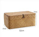 Natural Seagrass Woven Storage Container with Lid - Stylish Basket for Bath Essentials, Cosmetics, and Towels