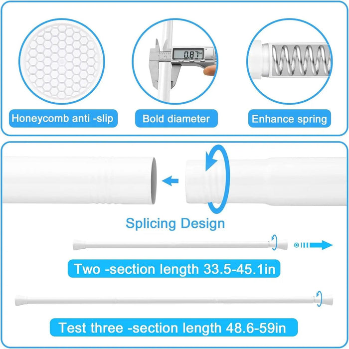 Adjustable 18' to 28' Stainless Steel Tension Shower Rod - No Drilling, Non-Slip, Rust-Free for Bathroom and Kitchen