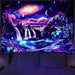 Neon Blacklight Skull Halloween Tapestry - UV Reactive Wall Art for Bedroom & Living Room
