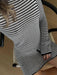 Women's Chic Striped Knit Mini Dress - High Waist Long Sleeve Style for Autumn/Winter