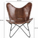 Retro Brown Leather Butterfly Chair with Sturdy Iron Frame for Stylish Comfort