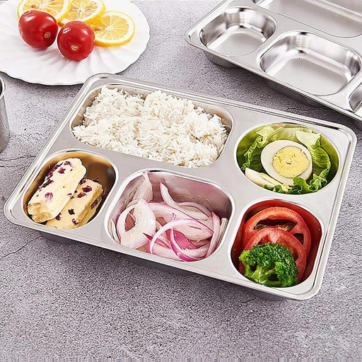 Multi-Compartment Stainless Steel Meal Tray - Eco-Friendly Dining Solution for All Ages