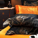 Luxurious Golden Jacquard Satin Bedding Set - 4-Piece Black Duvet & Egyptian Cotton Sheets