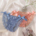 Charming Princess-Inspired Satin Lace Bow Women's Panties - Soft Ruffled Mesh Underwear for All-Day Comfort