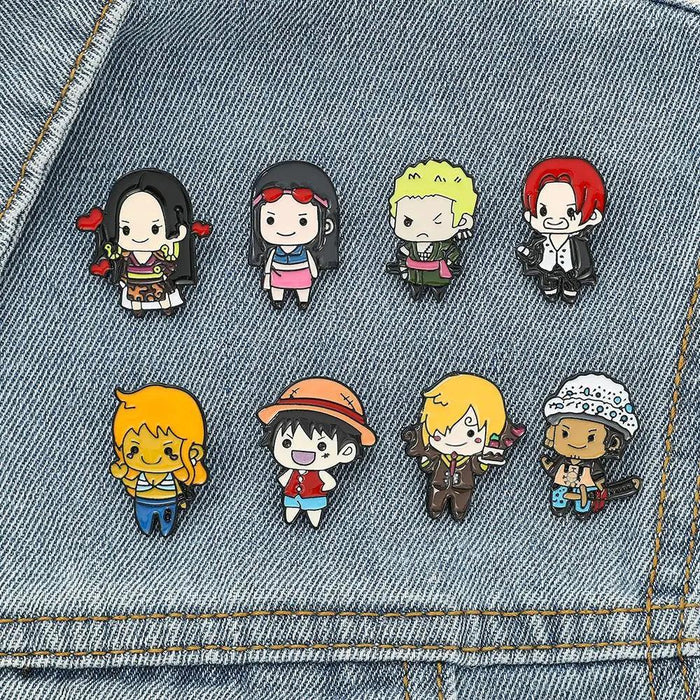 Anime Lover's One Piece Character Enamel Pins Collection - Stylish Jewelry Set for Fans