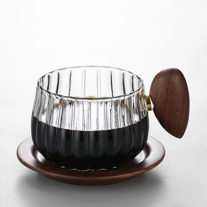 200ML Heat-resistant High Boron Silicon Glass Coffee Mug with Wooden Handle