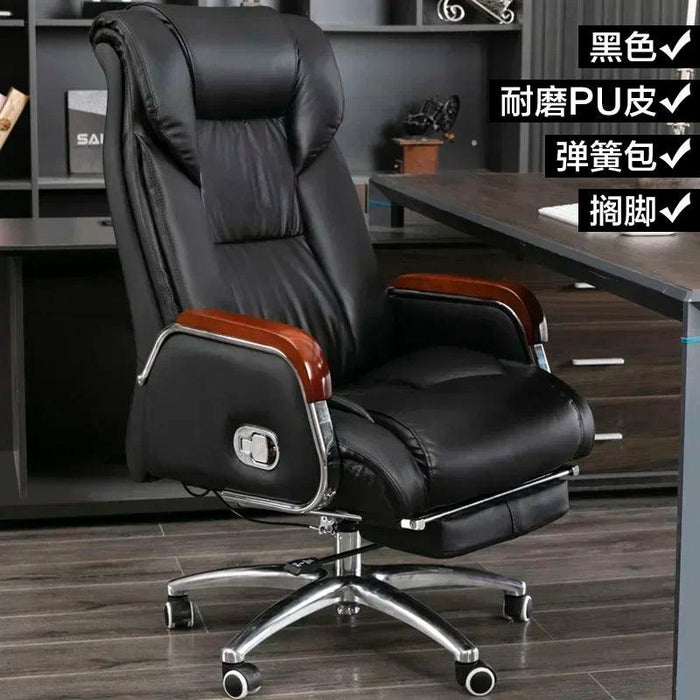 Luxurious Ergonomic Leather Executive Chair with Contemporary Aluminium Base