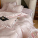 Luxurious Blush Lyocell Silky Princess Bedding Ensemble with Jacquard Ruffles - Duvet Cover, Flat Sheet, Fitted Sheet, and Pillowcases