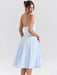 Elegant Backless A-line Evening Gown with Deep V Neck Halter Design for Women