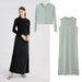 High-Stretch Ribbed Wrap Top & Matte Satin Maxi Dress Ensemble for Women