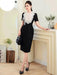 Elegant Embroidered Lace Dress with Stylish Ribbon Accents