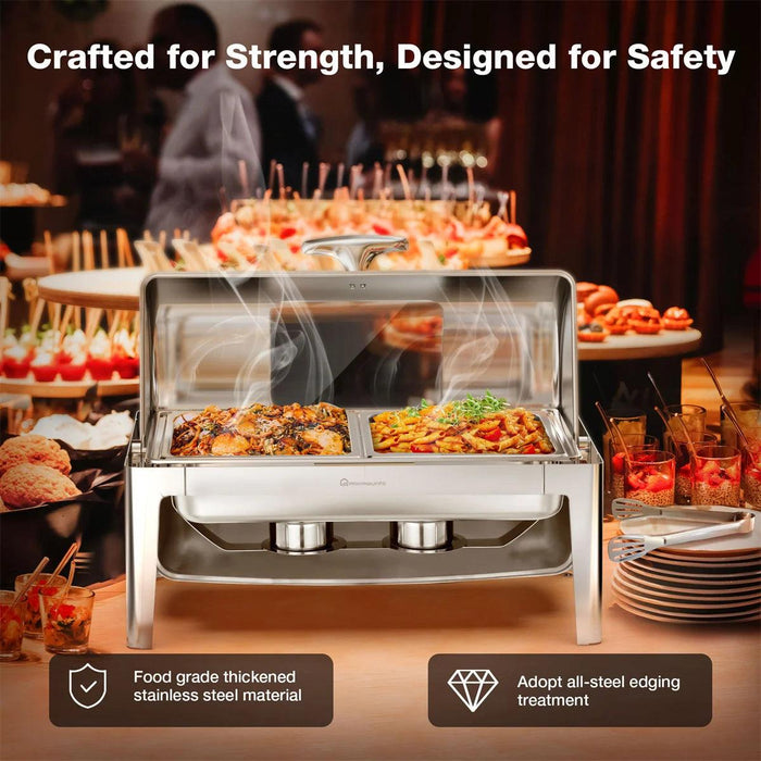 Elegant Rectangular Roll Top Chafing Dish Set for Catering Events and Celebrations