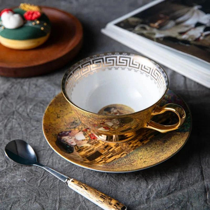 Klimt Kiss Artistic Bone China Tea and Coffee Set with Luxury Gift Box