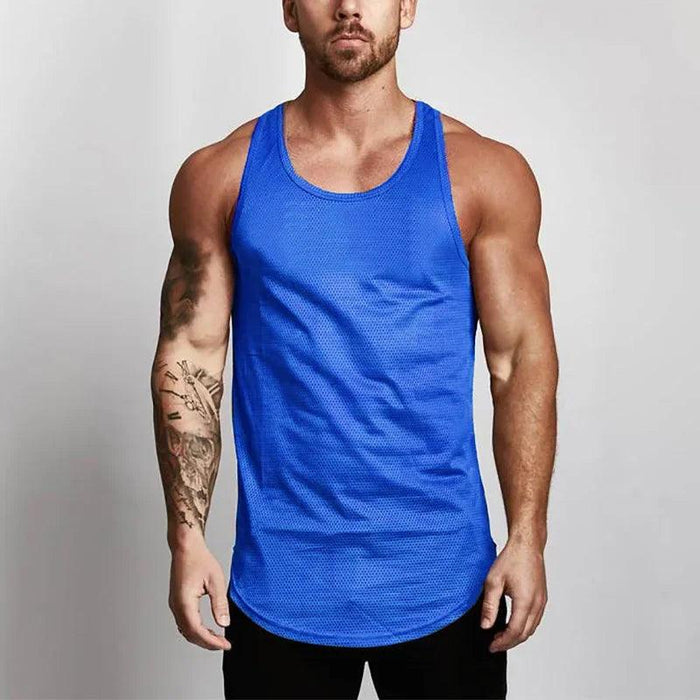 Men's Cool-Dry Mesh Gym Tank - Sleek Sleeveless Bodybuilding Vest for Summer