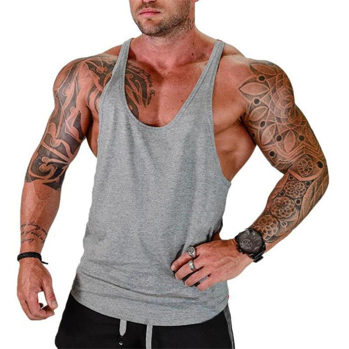 Men's Sleeveless Cotton Tank Top for Bodybuilding and Fitness - Muscle Stringer Vest