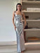 Elegant Silver Backless Maxi Gown - Chic Evening Event Wear