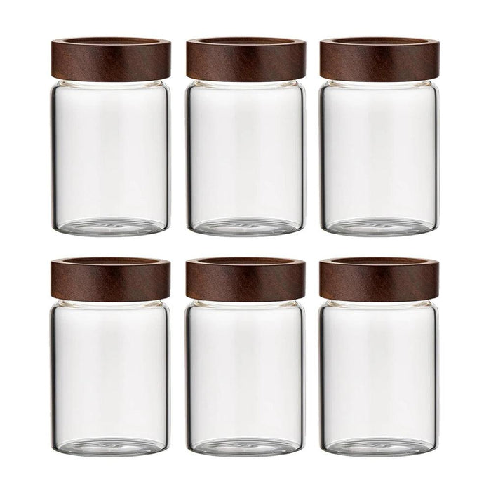 Stylish Airtight Glass Containers with Acacia Wood Lids - Ideal for Food and Spice Storage