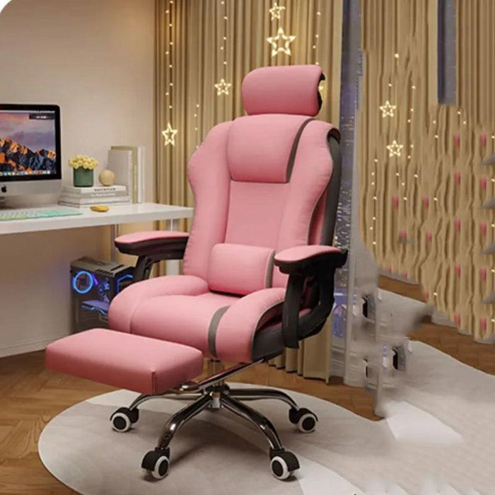 Pink Gaming Throne with Rolling Massage - Elevate Your Workspace!