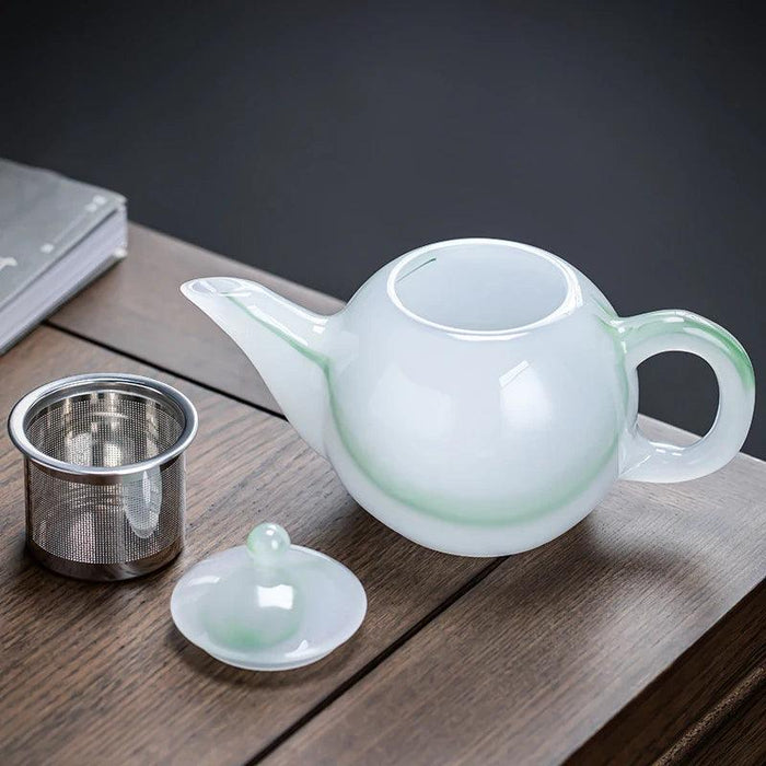 Elegant Jade Green Porcelain Tea Set - Deluxe Brewing Experience